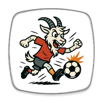 billy goat playing football - Square fridge magnet - white - Front