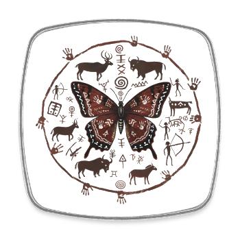 Rune Circle Butterfly - Square fridge magnet - white - Front