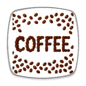 Kaffeebohnen Wortdesign - Viereckiger Kühlschrankmagnet - Weiß - Vorne
