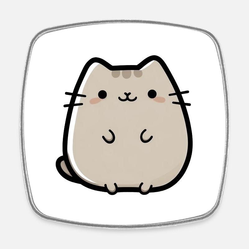 mignon petit chat chibi - Magnet carré - blanc