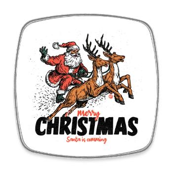 Vintage Santa - Viereckiger Kühlschrankmagnet - Weiß - Vorne