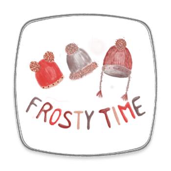 Frosty time - cozy winter vibes - Viereckiger Kühlschrankmagnet - Weiß - Vorne