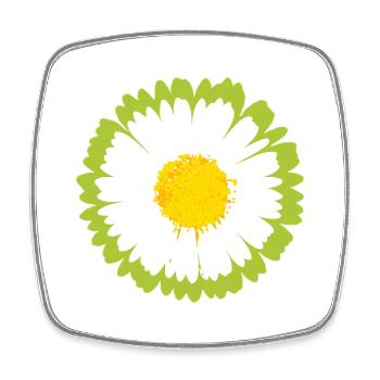 Sunny Daisy Pop Blume - Viereckiger Kühlschrankmagnet - Weiß - Vorne