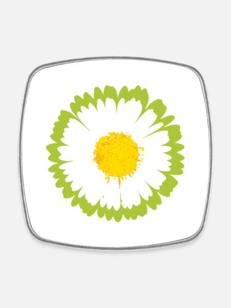 Sunny Daisy Pop Flower - Square fridge magnet - white