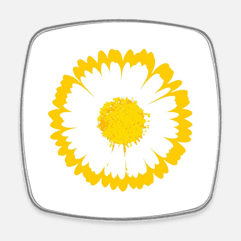 Graphique Daisy Sunburst - Magnet carré - blanc