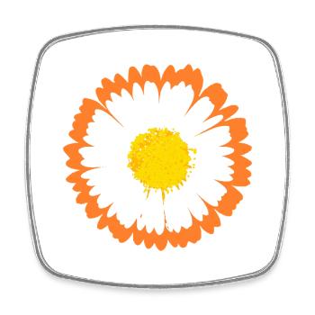 Marguerite orange sur pétales blancs - Magnet carré - blanc - Devant