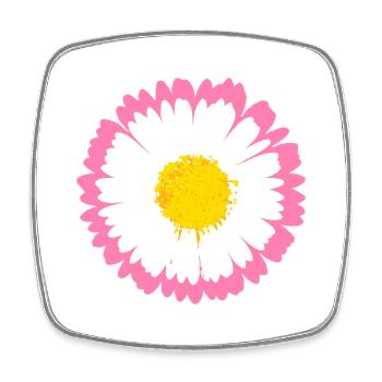 Rosa Gänseblümchen-Kante - Viereckiger Kühlschrankmagnet - Weiß - Vorne