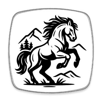 Cheval - Magnet carré - blanc - Devant