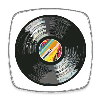 Vinyl_6 - Magnet carré - blanc - Devant