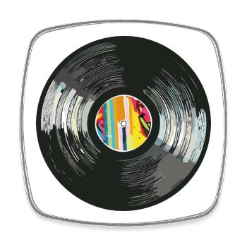 Vinyl_5 - Magnet carré - blanc - Devant