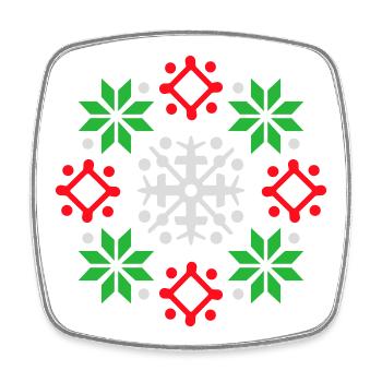 Schneeflocken Muster Weihnachtspullover Schnee - Viereckiger Kühlschrankmagnet - Weiß - Vorne