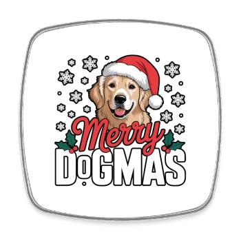 Merry Dogmas Hund mit Santa - Viereckiger Kühlschrankmagnet - Weiß - Vorne