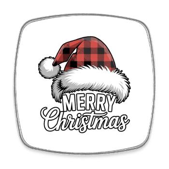 Plaid Santa Weihnachtsdesign - Viereckiger Kühlschrankmagnet - Weiß - Vorne