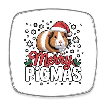 Merry Pigmas Weihnachtspiggy Cartoon - Viereckiger Kühlschrankmagnet - Weiß - Vorne