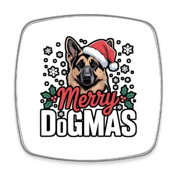 Merry Dogmas Weihnachtsdogge - Viereckiger Kühlschrankmagnet - Weiß - Vorne
