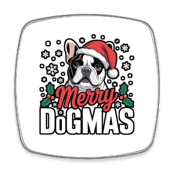 Merry Dogmas Bulldog - Viereckiger Kühlschrankmagnet - Weiß - Vorne