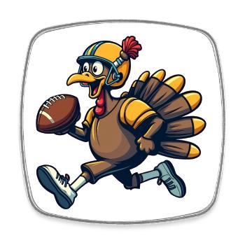 Thanksgiving Football Truthahn - Viereckiger Kühlschrankmagnet - Weiß - Vorne