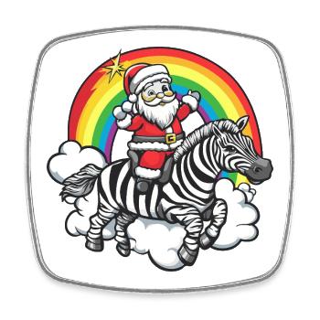Zebra Weihnachtsmann Weihnachten - Viereckiger Kühlschrankmagnet - Weiß - Vorne