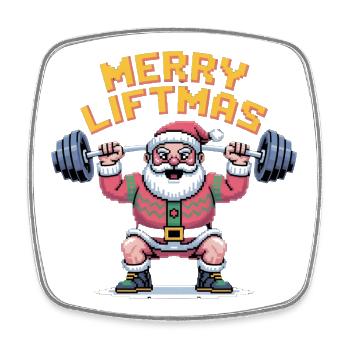 Merry Liftmas Pixel-Santa - Viereckiger Kühlschrankmagnet - Weiß - Vorne