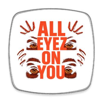 ALLE AUGEN AUF DICH – Neon Street Art Design - Viereckiger Kühlschrankmagnet - Weiß - Vorne
