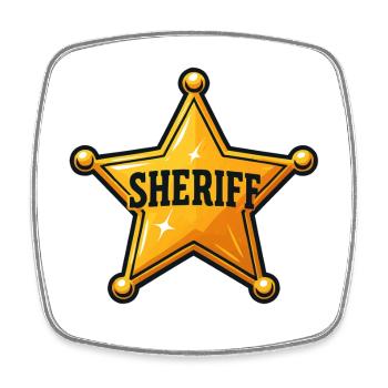 Sheriff Stern Abzeichen Design - Viereckiger Kühlschrankmagnet - Weiß - Vorne
