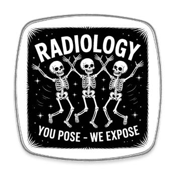 Radiology Skeletons Dancing - Square fridge magnet - white - Front