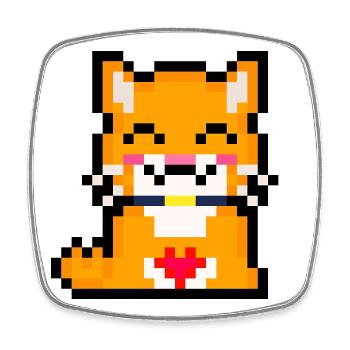 Pixel cat with heart - Square fridge magnet - white - Front
