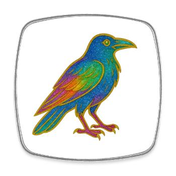 Rainbow Raven Patch Design - Square fridge magnet - white - Front