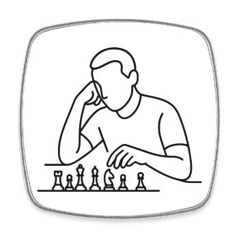 Chess Player Sketch – Minimalist Thinking Motif - Square fridge magnet - white - Front