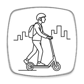E-Scooter Fahrer Skizze – urbanes Design - Viereckiger Kühlschrankmagnet - Weiß - Vorne