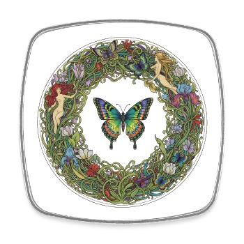 Flower Circle Butterfly Dream Image - Square fridge magnet - white - Front