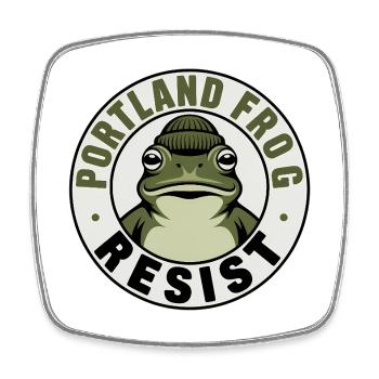 Portland Frog Resist - T-shirt grenouille des États-Unis - Magnet carré - blanc - Devant