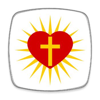 Cross - Square fridge magnet - white - Front