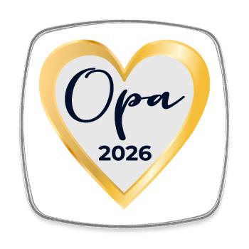 BABY NACHRICHT OPA 2026 HERZ - Viereckiger Kühlschrankmagnet - Weiß - Vorne