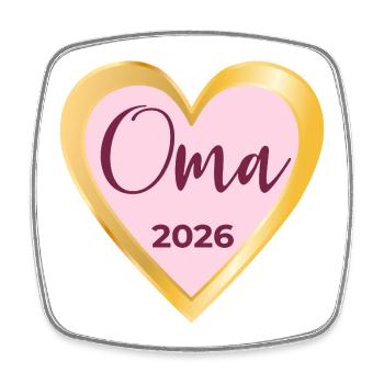 HERZ OMA 2026 SCHWANGERSCHAFT VERKÜNDEN - Viereckiger Kühlschrankmagnet - Weiß - Vorne
