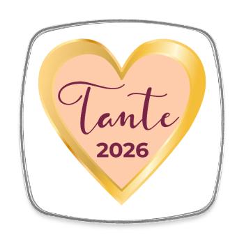 Tante 2026 Coeur de bébé - Magnet carré - blanc - Devant