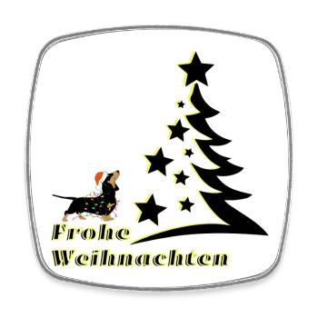 Frohe Weihnachten Dackel schaut den Christbaum an - Viereckiger Kühlschrankmagnet - Weiß - Vorne