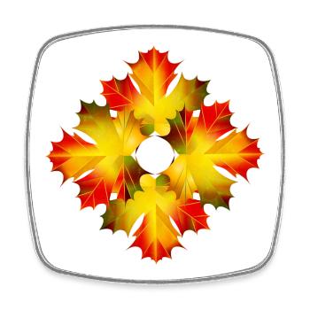 Glowing Maple Leaf Ornament – Autumnal Motif - Square fridge magnet - white - Front