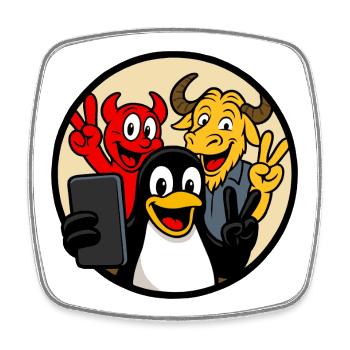 Smoking, Beastie & GNU Selfie - Viereckiger Kühlschrankmagnet - Weiß - Vorne