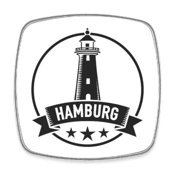 Leuchtturm Hamburg - Viereckiger Kühlschrankmagnet - Weiß - Vorne