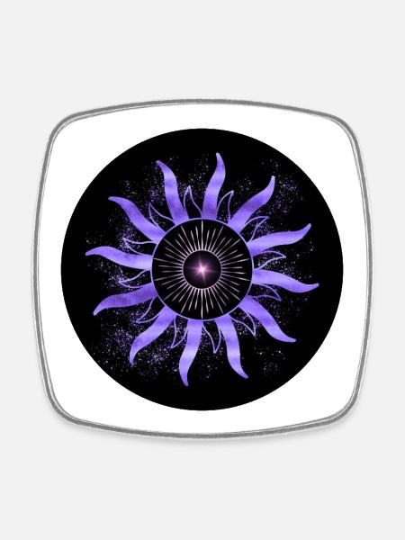 Soleil violet astral concentrique - Magnet carré - blanc