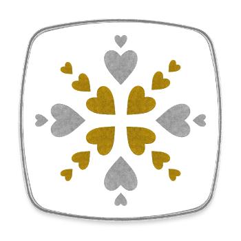 Silber Gold Herzen Mandala - Viereckiger Kühlschrankmagnet - Weiß - Vorne