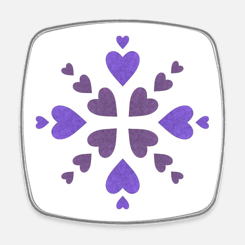 Cœurs violets en spirale - Magnet carré - blanc