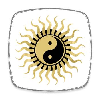 Goldene Yin Yang Sohle - Viereckiger Kühlschrankmagnet - Weiß - Vorne