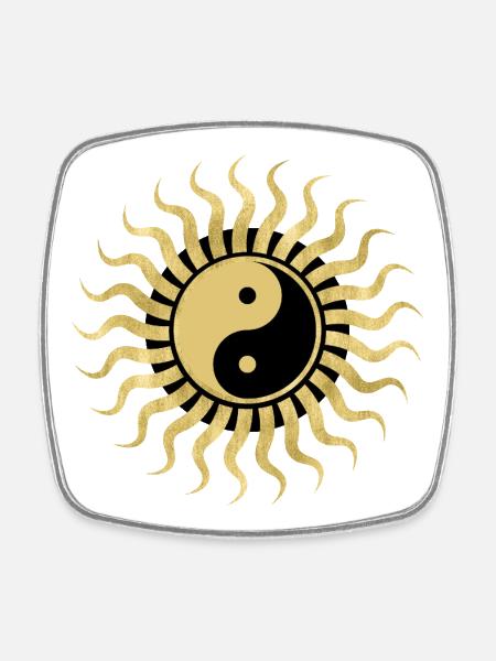 Sole Yin Yang Doré - Magnet carré - blanc