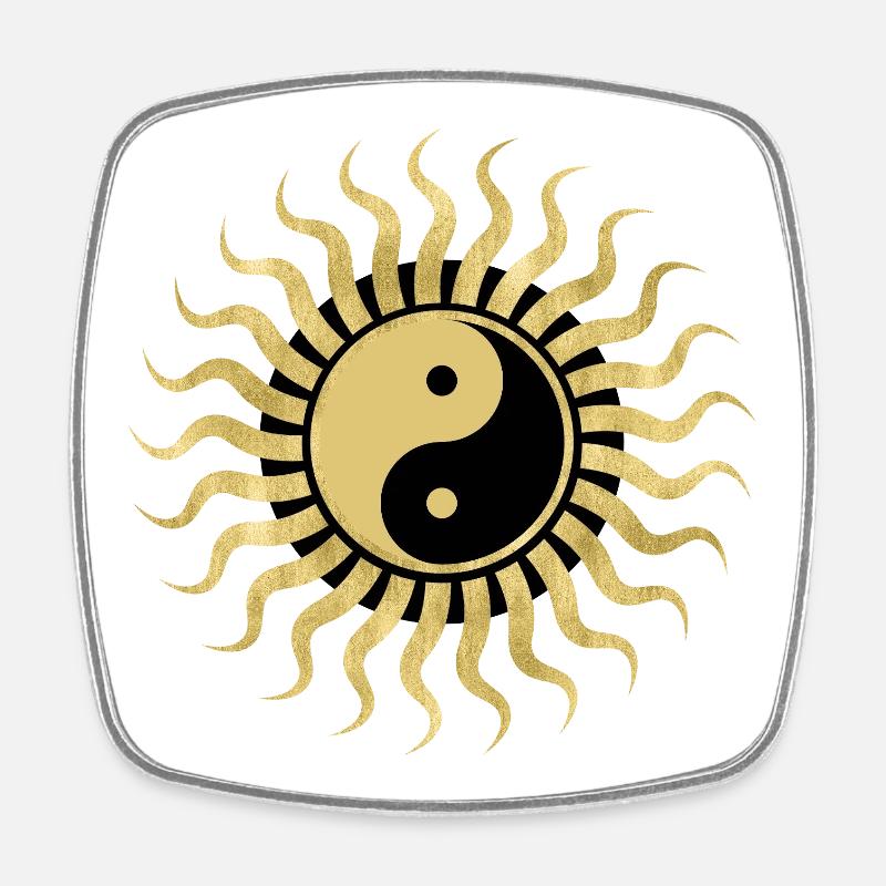 Sole Yin Yang Doré - Magnet carré - blanc
