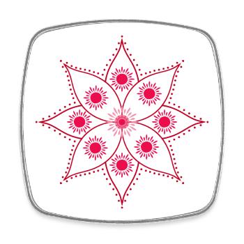 Mandala-Rosette Intensives Rosa - Viereckiger Kühlschrankmagnet - Weiß - Vorne