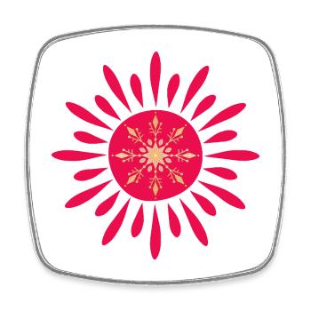 Aube Florale Rouge - Magnet carré - blanc - Devant