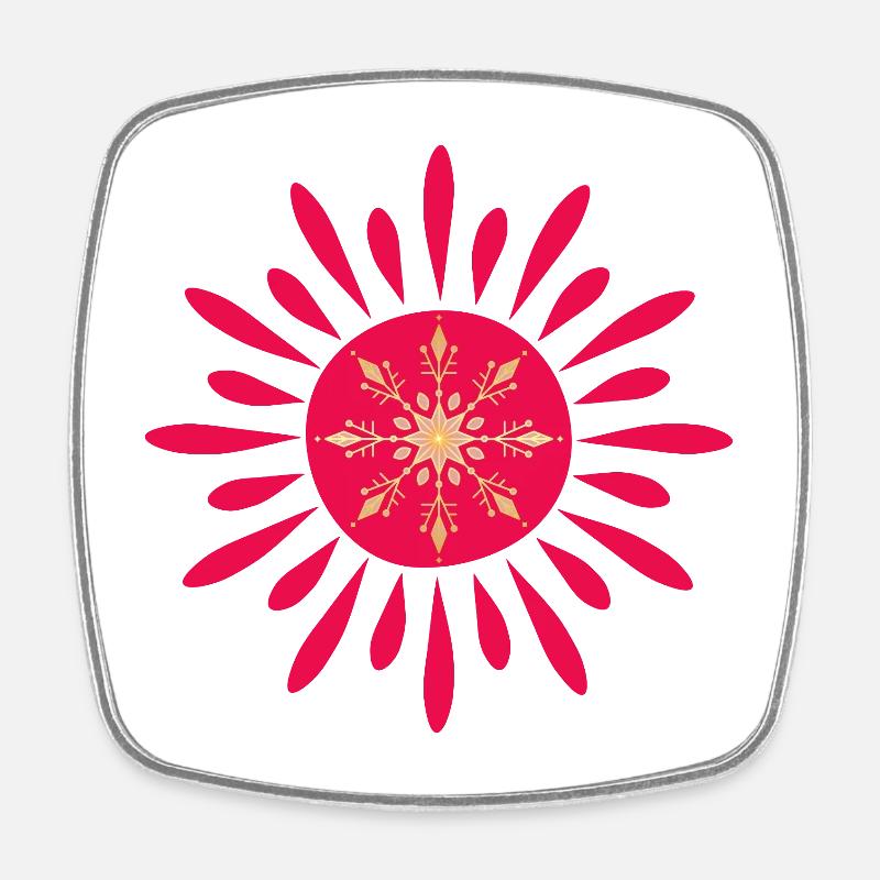 Red Floral Dawn - Square fridge magnet - white