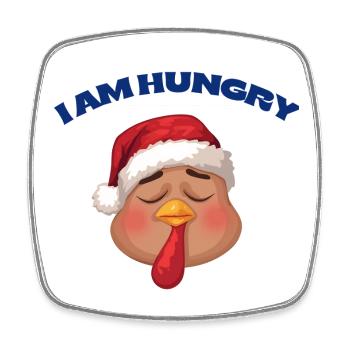 Hungrige Türkei Weihnachten Karikatur - Viereckiger Kühlschrankmagnet - Weiß - Vorne